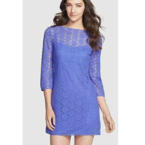 Lilly Pulitzer Topanga Dress Iris Blue Breakers Crochet Lace XL NWOT - Picture 10 of 14